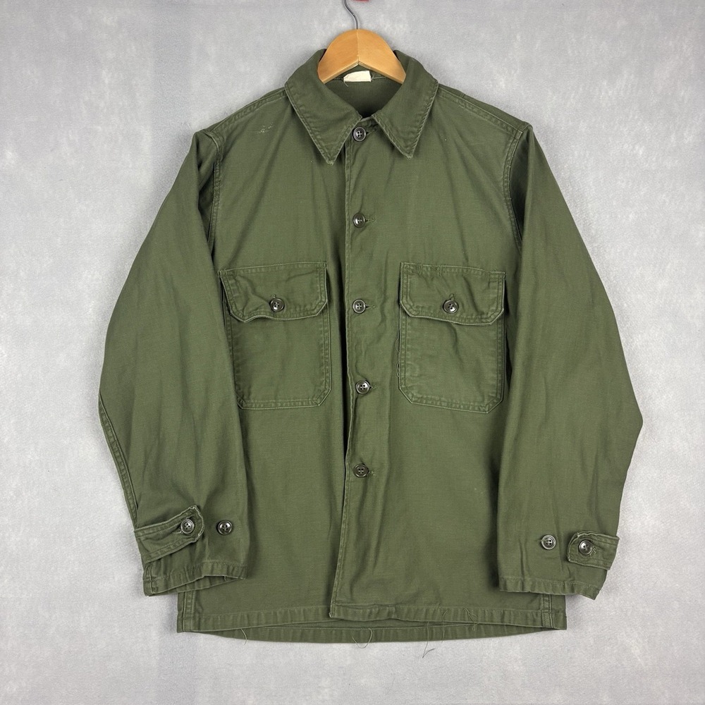 Vintage 60s OG-107 Sateen Shirt Men’s Small 14.5x31 Fatigue Vietnam Era